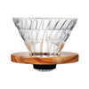 Dripper V60 HARIOen verre col en bois d'olivier 1/4 tasses